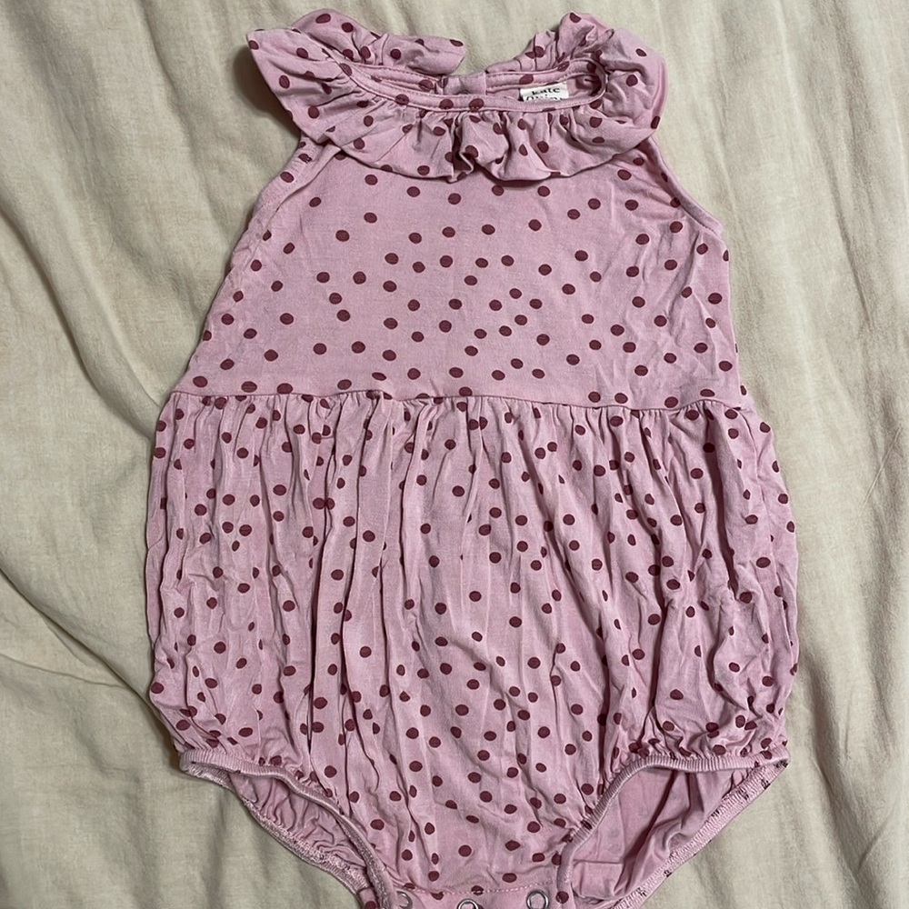 Kate Quinn polka dot ruffle bubble onesie